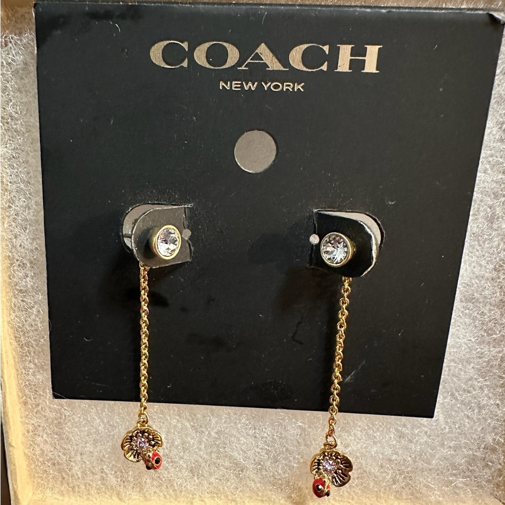 Coach Gold Tone Rhinestone with Flower & Ladybug